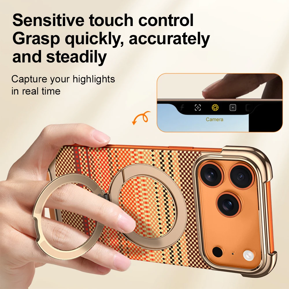 Luxury Shockproof Wireless Charging Stand Phone Case with Corner Protection