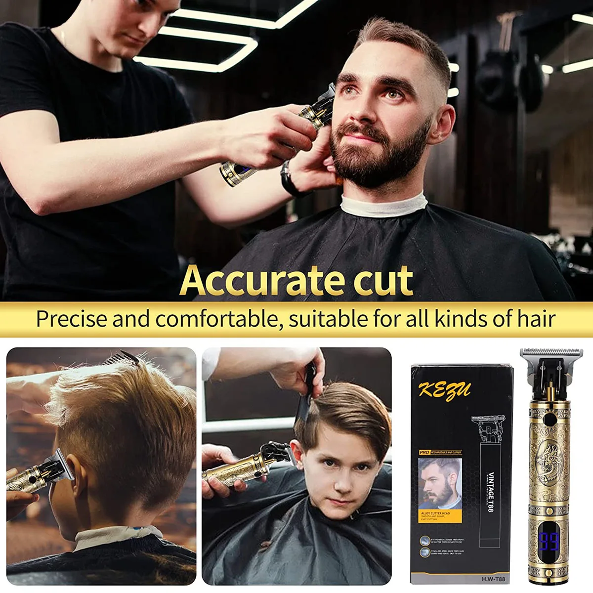 LCD Vintage T9 Hair Trimmer Machine Cordless Hair Cutter Finishing Machine Beard Clipper For Men Electric Shaver USB Charge hair clipper electric shaver hair trimmer
