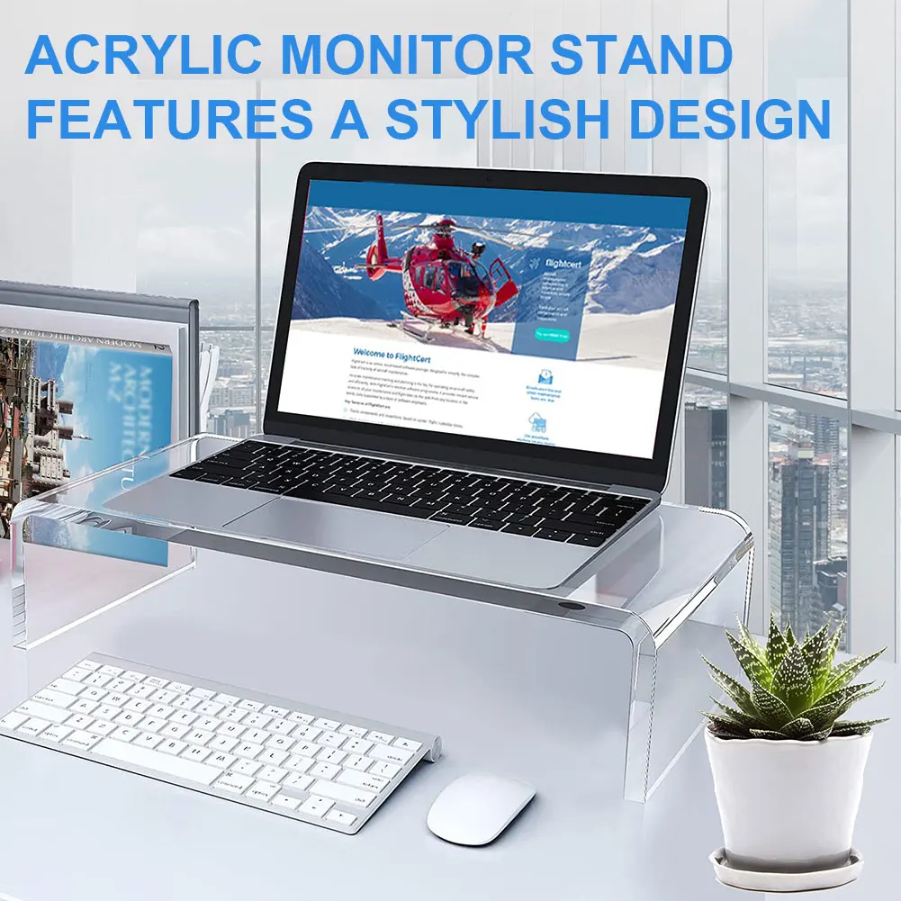 Acrylic Monitor Stand Laptop Stand Riser Desk Laptop/PC/Multimedia Monitor Stand Clear Computer Monitor Stand for Home Office