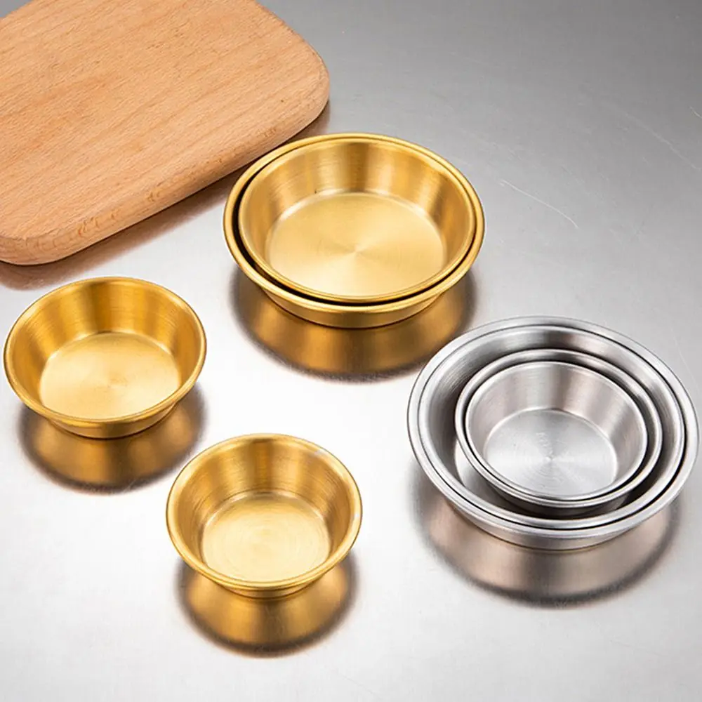 Sushi Dipping Sauce Dishes Mini Appetizer Plates 304 Stainless Steel Seasoning Tray 7/8/10/11cm Bowl Sauce Plate 1Pcs