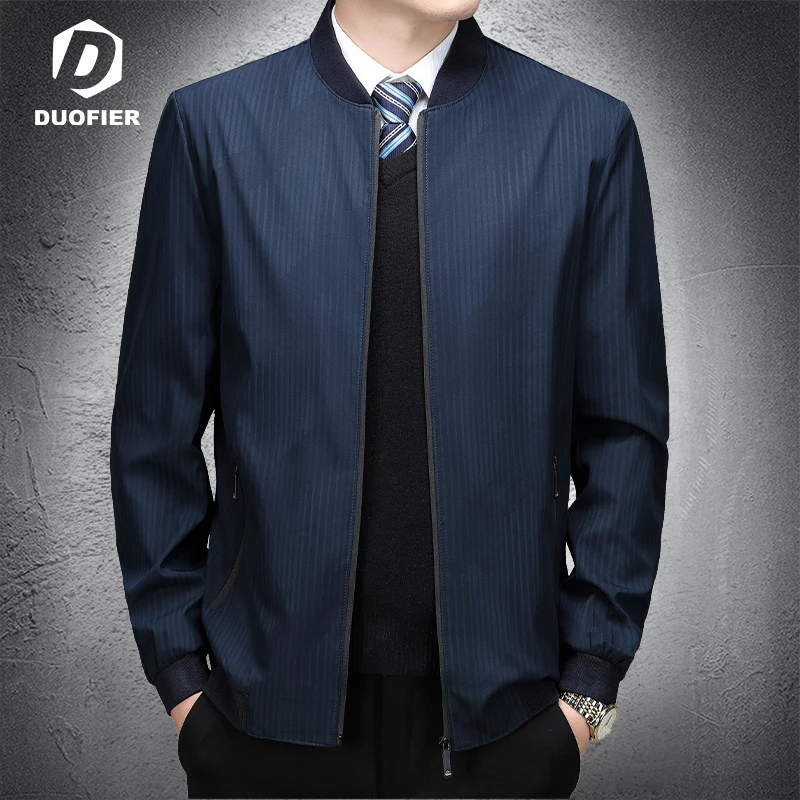 

Mens Slim Business Jackets Casual Simple Solid Striped Coat Men Spring Autumn Office High Quality Outerwear Casual Bomber Jacket