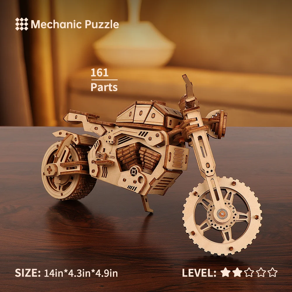 

3D Wooden Motorcycle Puzzles DIY Education Puzzle Toys Craft Model Kit Tabletop Decoration Christmas Gift For Teens Adult