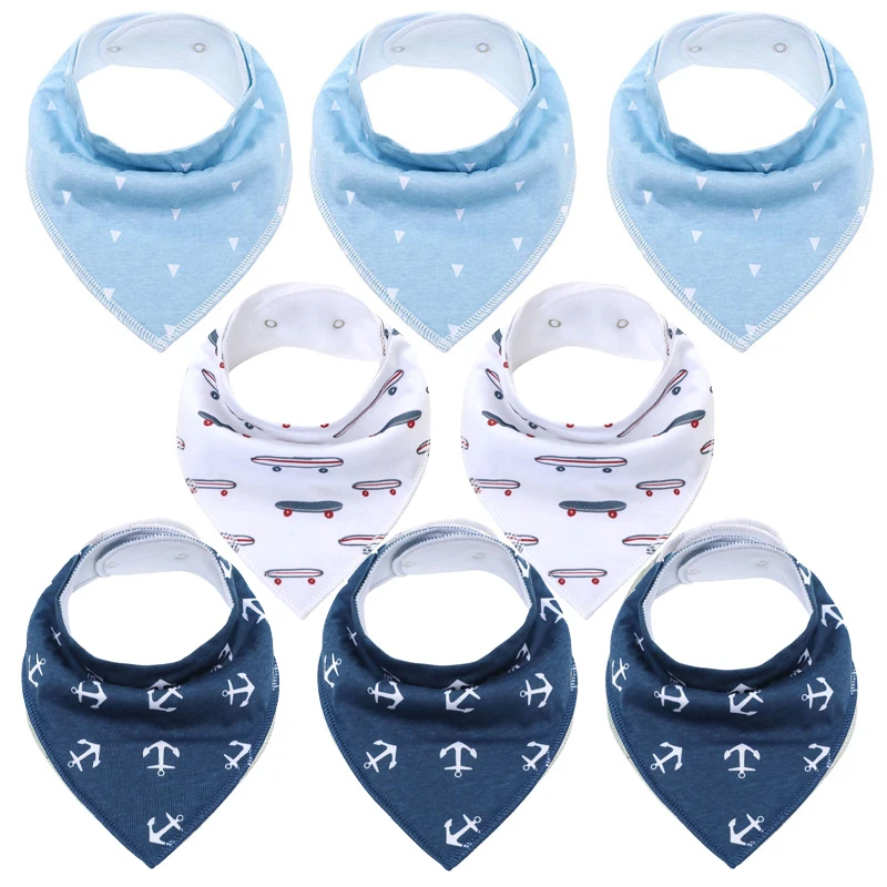 8Pcs/Lot Soft Comfortable Colorful 100% Organic Cotton And Baby Bandana For Boys &Girls Infant Adjustable Snaps Saliva Baby Bibs designer baby accessories Baby Accessories