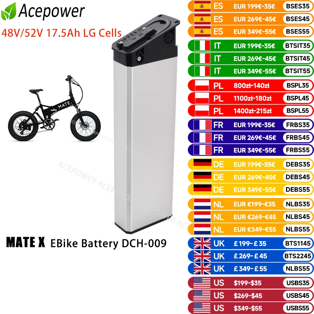 電動自転車用交換用バッテリー,mate x Bike用,折りたたみ式,3a
