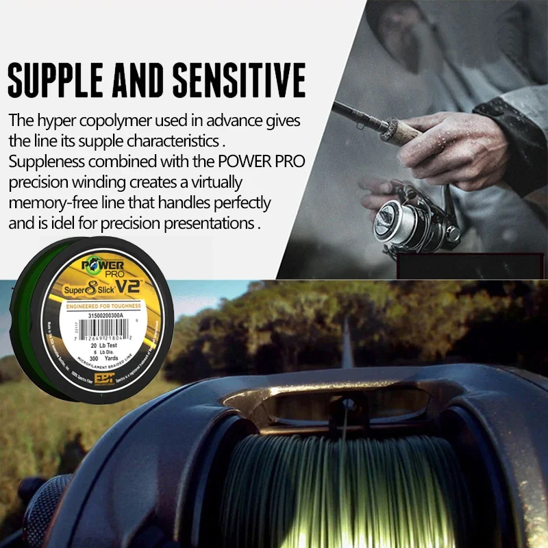 POWER PRO SSV2 Braided Spectra Fishing Line 300yds 10-80lb USA PE Braid Line for Sea Fishing