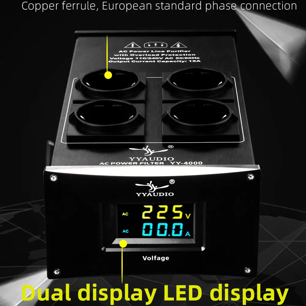 Audio power filter YYAUDIO HiFi Audio Noise AC Power Filter Power Conditioner Purifier Surge Protection with EU Outlets Strip