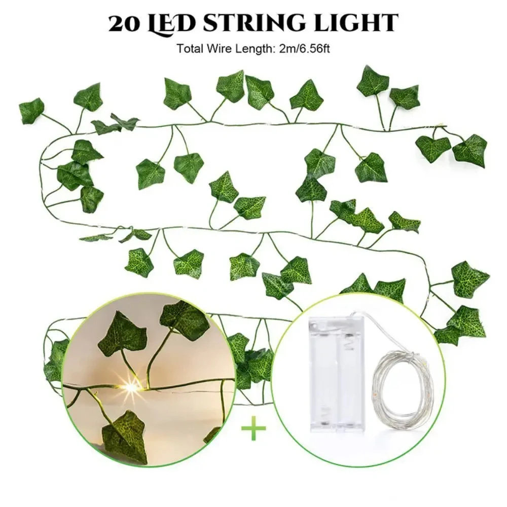100 LED Fairy Lights Outdoor Artificial Ivy Vine Leaf Plants Lights for Party Wedding Holiday Garden Christmas Decoration