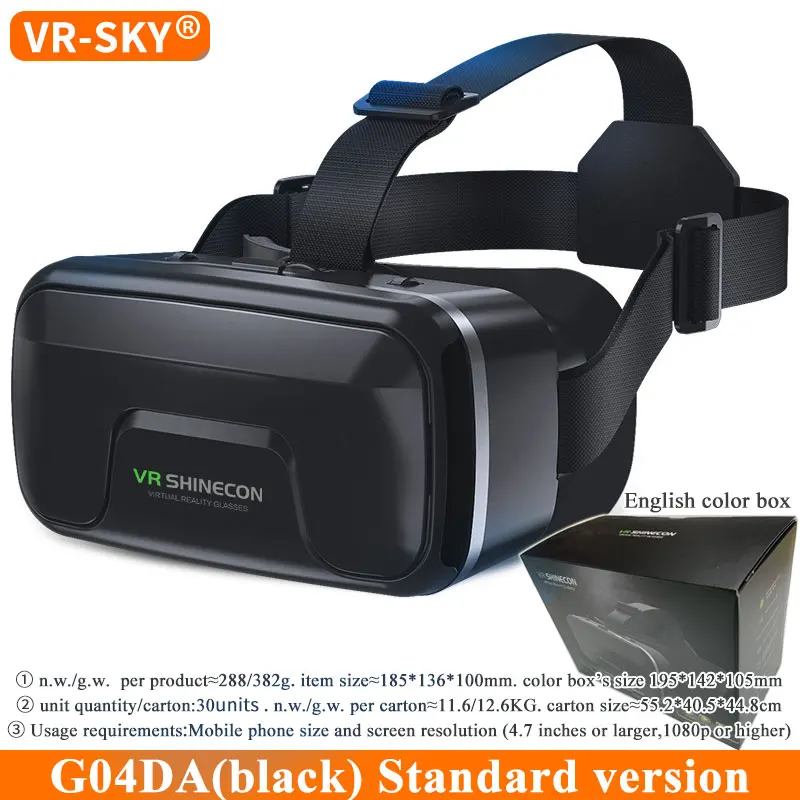 Vr Realtà Virtuale 3D Occhiali Box Auricolare Casco G04 Da Vr Per Ios Android 3.5-6 Pollici Smartphone