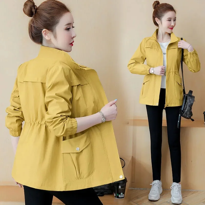 

Women's Jackets Korean 2024 New Spring Long Sleeves Casual Outerwear Female Basic Lapel Windproof Cardigann