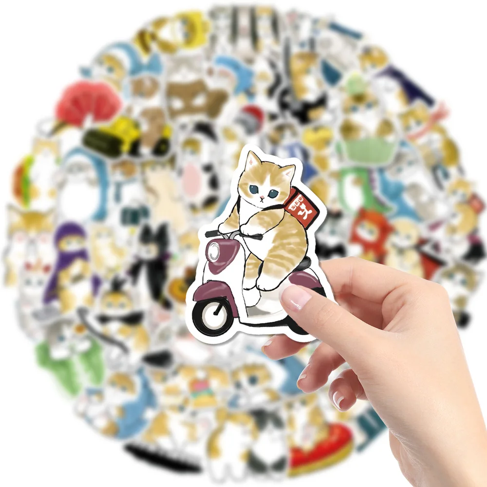 

10/30/50PCS Funny Cartoon Cat Stickers Cute Graffiit PVC Decals Waterproof DIY Laptop Phone Fridge Guitar Kawaii Sticker Toy