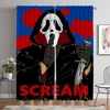 Pink Ghostface Halloween Decoration Elegant Room Curtains for Living Room Home Interior Curtains 2 Pieces Shades Window Curtain 1