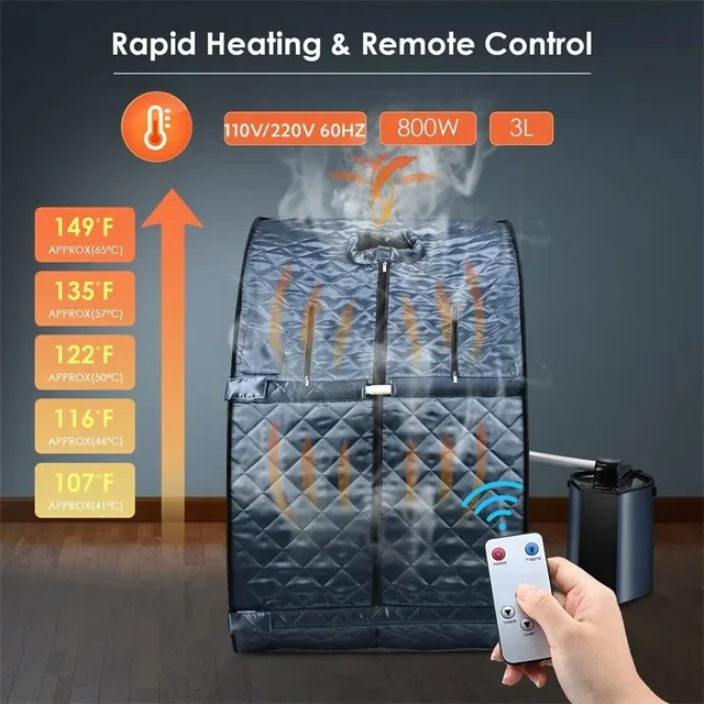 เต็นท์ซาวน่าพับได้สำหรับหนึ่งคน พร้อมเครื่องกำเนิดไอน้ำ 3 ลิตร สำหรับสปาที่บ้าน 1