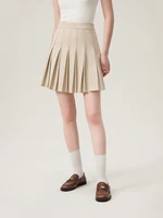 FSLE 【3 Colors】Office Lady Twill Pleated Apricot Above-Knee Length Skirts High Waist Zipper Waist Spring Mini Skirt 24FS11141