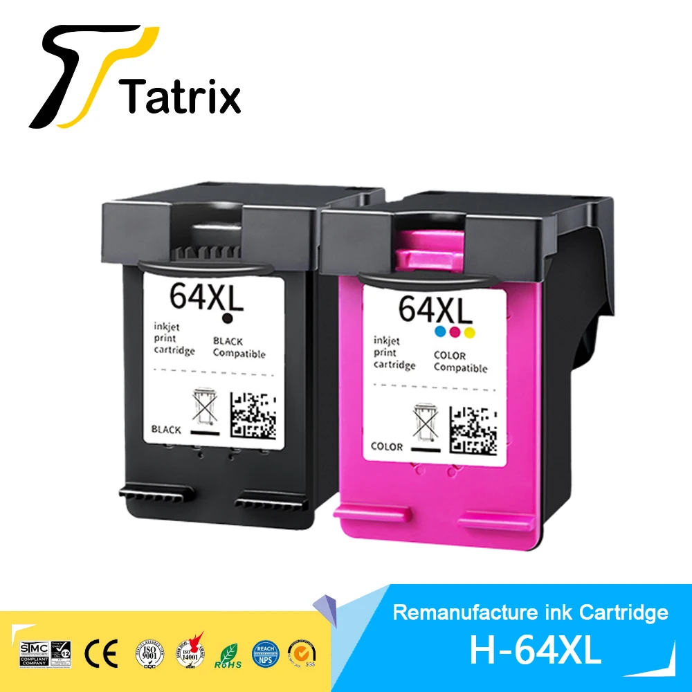 Tatrix 64Xl 64 Xl Per Hp64Xl Cartuccia Di Inchiostro Rigenerata A Colori Premium Per Hp64 Per Hp Envy Photo 7800 7820 7822 7830 7120