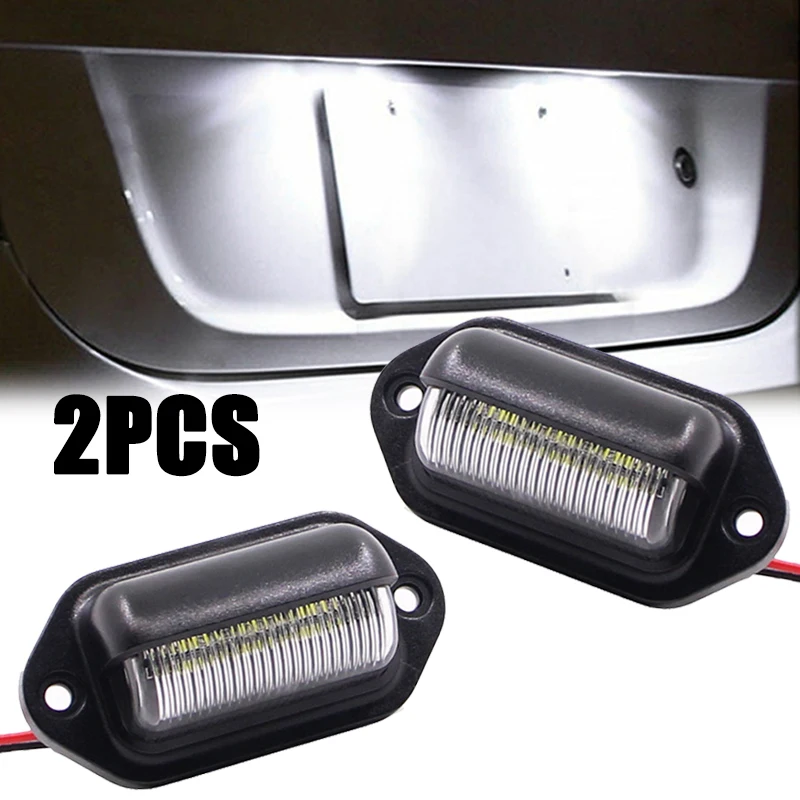 1/2Pcs Car License Plate Lights 6 LED 500LM Universal Auto Truck Bus Motorcycle Taillight Night Safety Driving Side Lamp Light