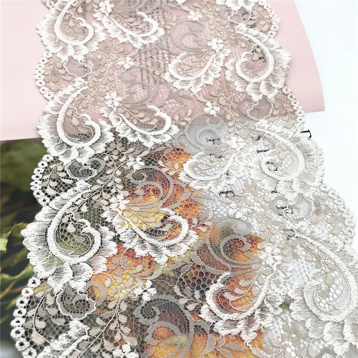 3y/lot 22cm 6 Colors Beige Blue Brown Green Elastic Lace Trim 1