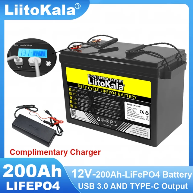 Liitokala 12v 200ah Lifepo4 Lithium Battery 4s 12.8v 200ah With