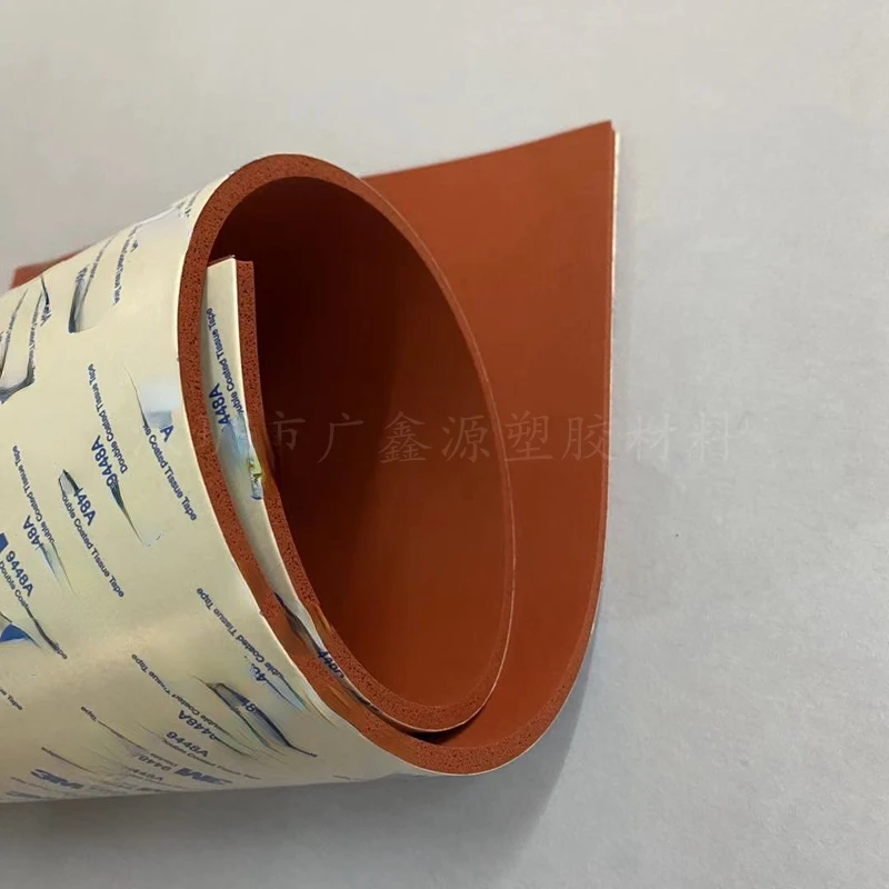 Adhesive Silione Foam Rubber Sheet 500*500mm Closed Cell Silicon Sponge Sheet High Temps Resist Red Mat