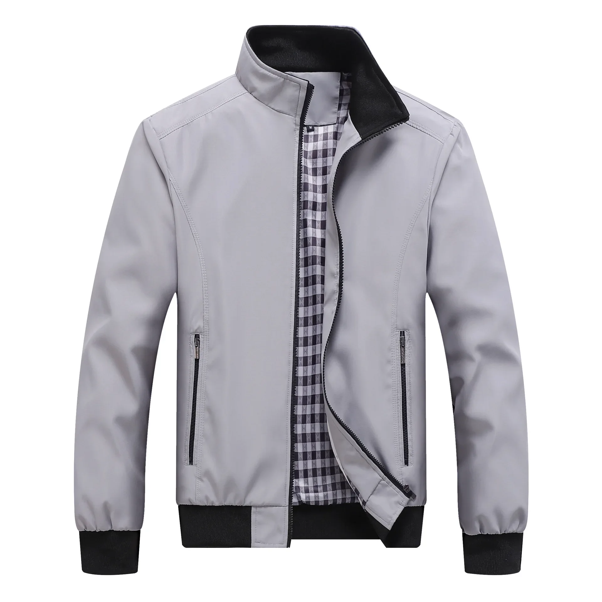 Coats Men Jackets Stand Collar Coat Casual Loose Splice