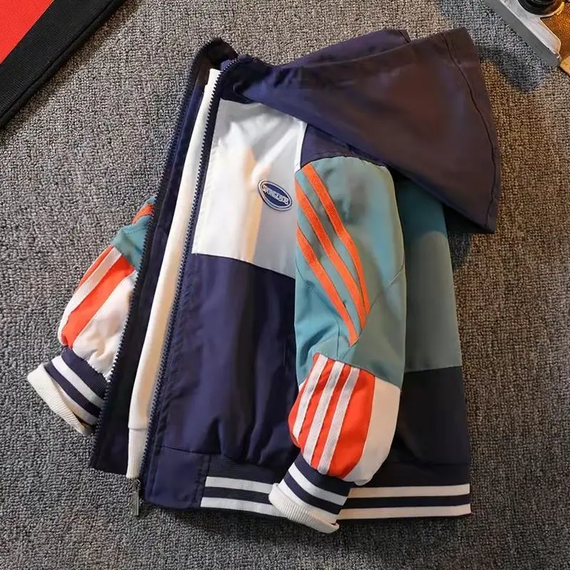 

Children's Clothing Boys' Coat Spring and Autumn 2022 New Medium and Big Children Hooded Trench Coat Coat Baggy Casual Jacket