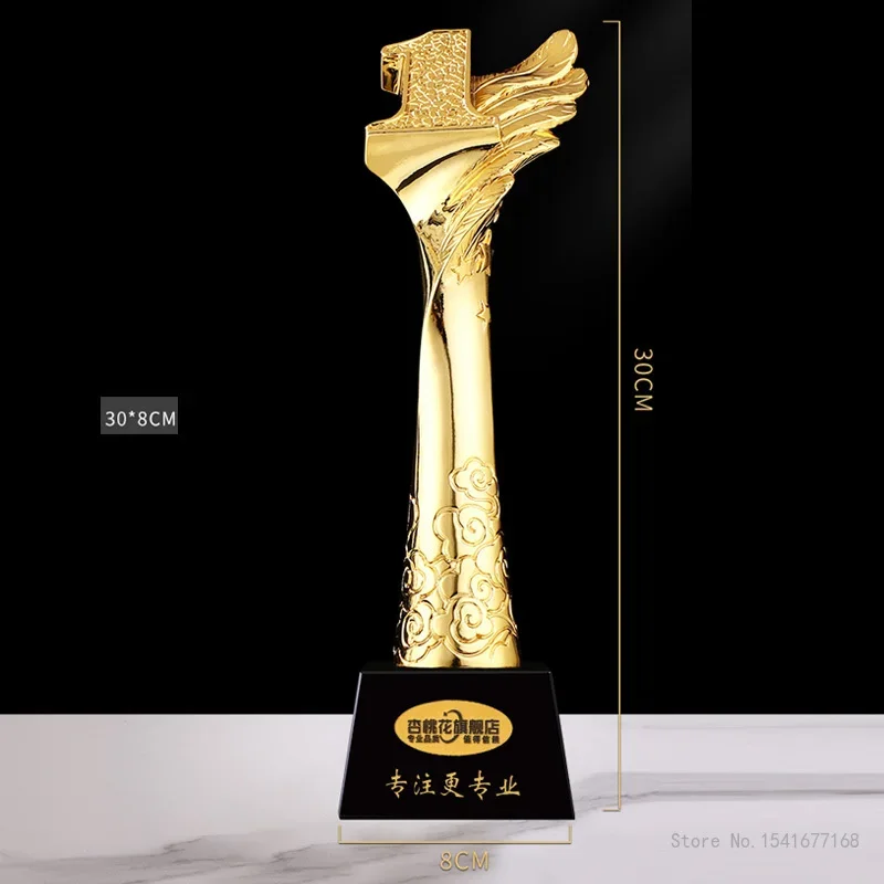 Customized Resin Trophy with Lettering Base, Plating Gold and Silver Copper, Plating, 1,2,3, Competition, Award, Home Decor, 1Pc
