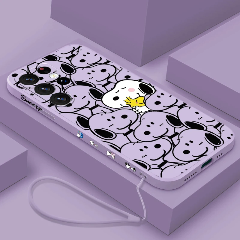 thumbnail image 1 of Funda de teléfono de dibujos animados de Anime s-snoopy para Samsung S24, S23, S22, S21, S20 Fe, S10, Note 20, 10, Ultra Lite Plus, cuerda líquida izquierda, 1 of 5