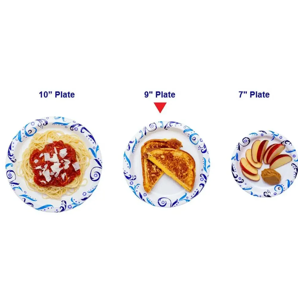 200ct Patterned 8.5" Paper Plates Strong and Soak Proof Microwave Safe Disposable Plates Ideal Any Occasion Leak Resistant 200