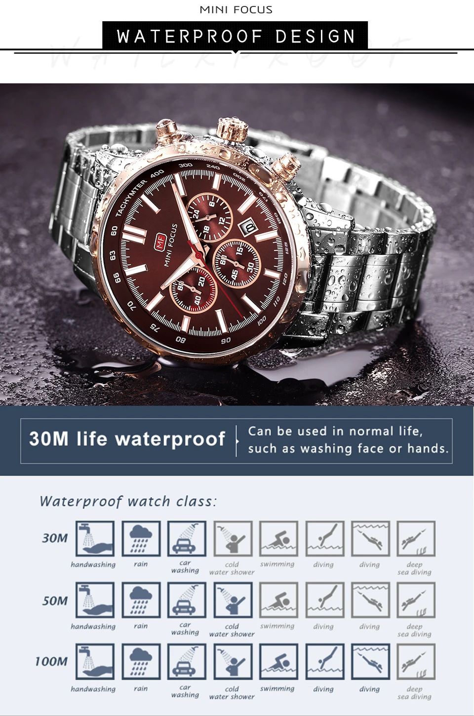 MINI FOCUS quartzhorloge voor heren Waterdicht_voghion.com