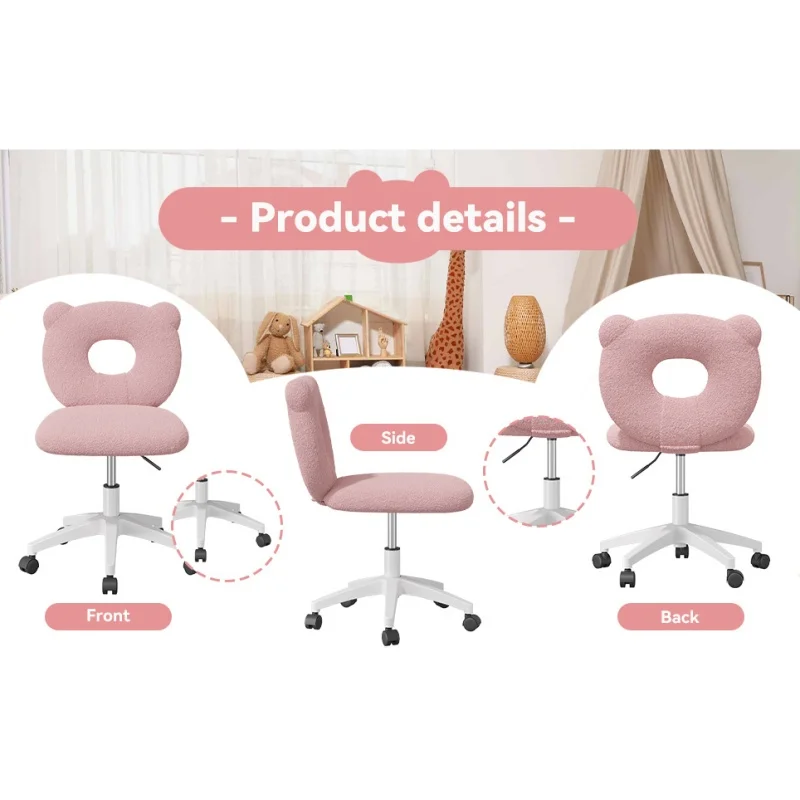 Little Bear Office Chair Female Male Dormitory Backrest Chair Pink Cute Bedroom Living Room Chairs Learning Chair Furniture Home 4