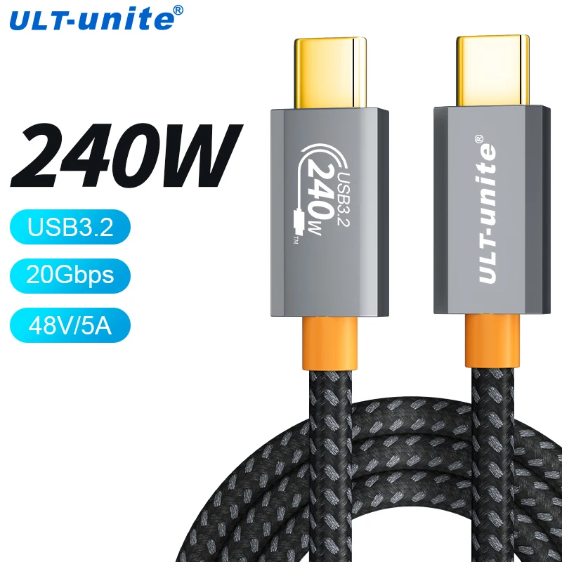 240W Type C Cable Fast Charge Wire Cord 20Gbps USB3.2 Cable 1m 2m For Phone Replace Data Wire Xiaomi Samsung Huawei Macbook