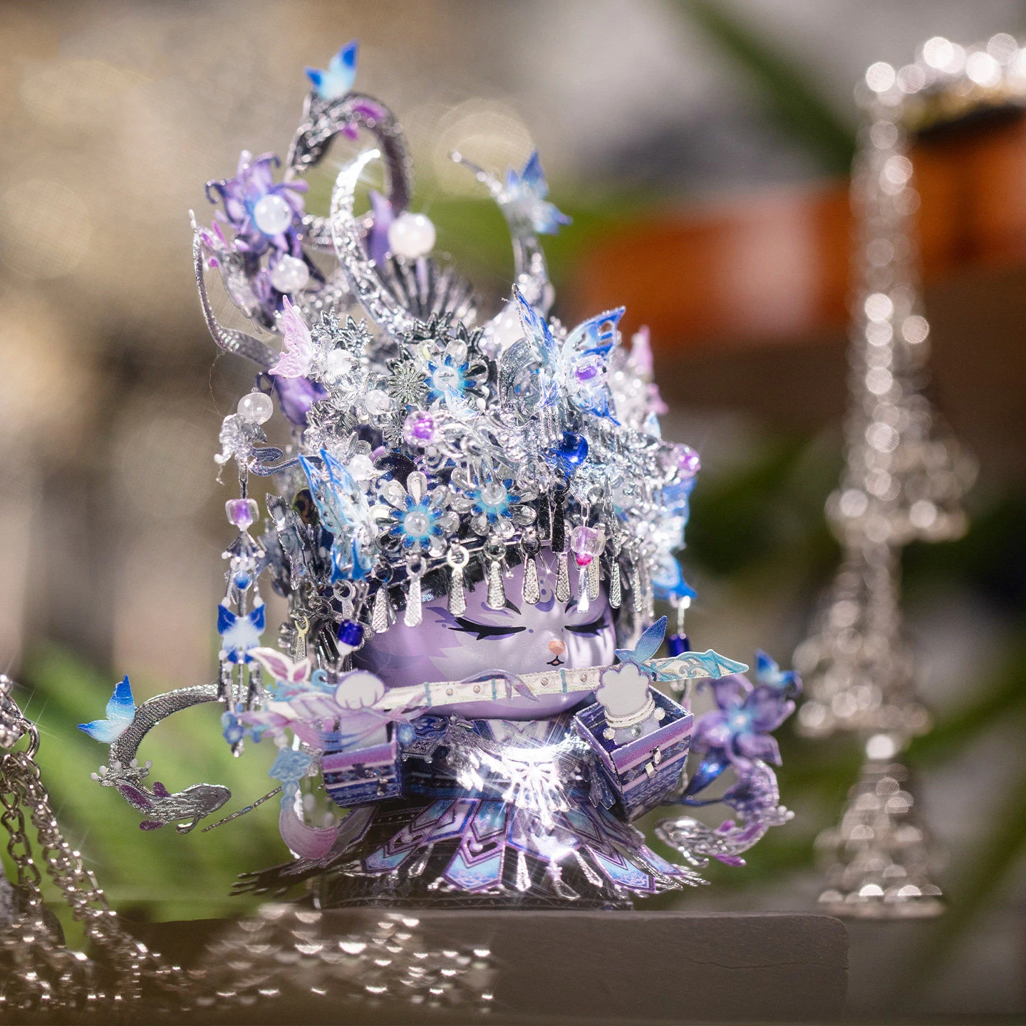 DIY 3D 금속 퍼즐 미아오 민족 미니 모델 빌딩 키트 소녀를위한 조립 된 직소 퍼즐 생일 선물