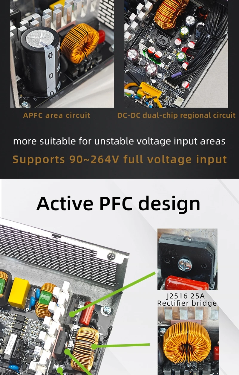 Black Chassis Power Supply ATX-500W 80PLUS PSU for Gaming computers, Graphics ca