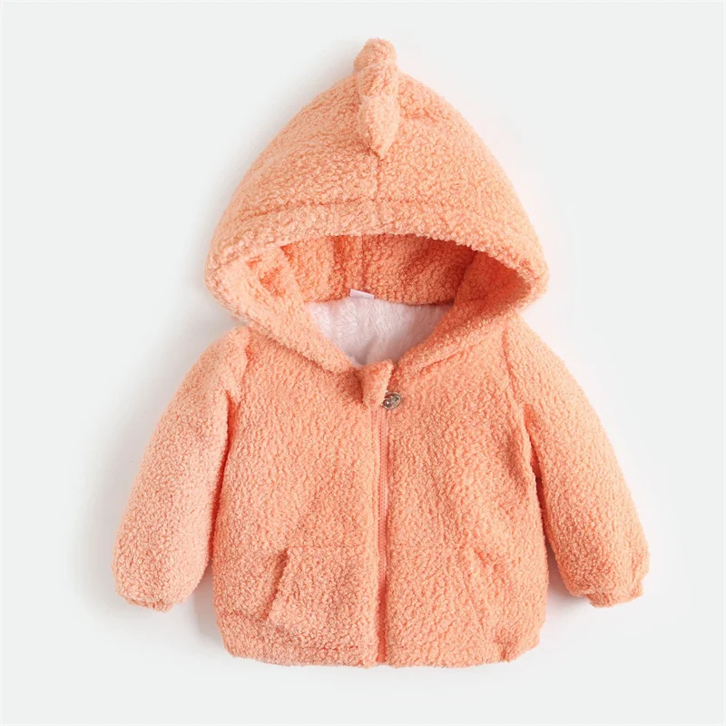 Boys Padded Thickened Outerwear Girls Winter Warm Hooded Solid Color Coat Autumn Children New Casual Cotton Clothes 12M-5Y