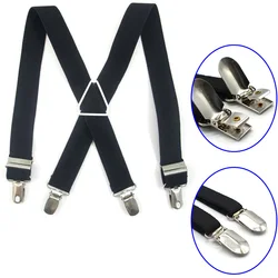 Fashion Unisex Adult 2.5*110cm 4 Clip Cross Strap Bib Pants Elastic Suspenders Braces Straps Accessories