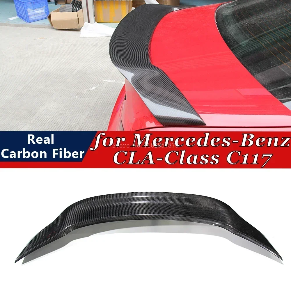 

For Mercedes-Benz CLA-Class C117 2013-2019 Sedan Real Carbon Fiber Rear Spoiler Bumper Lip Trunk Wing Boot Spoiler Body Kits