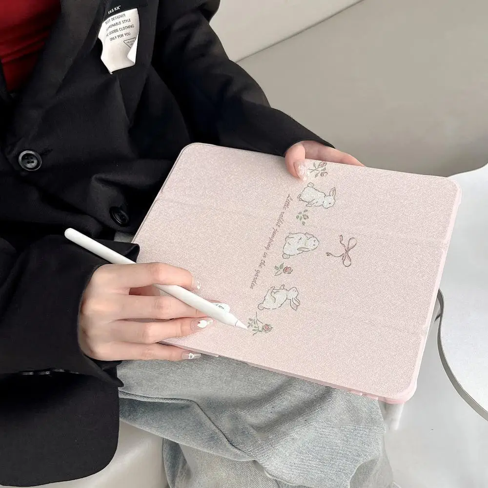 Korean Kawaii Cute Pink Rabbit Polka Dot iPad Cover