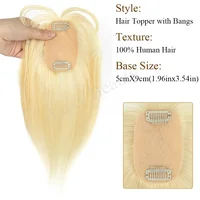Cheveux humains bruns Topper avec frange femmes 5x9 cm naturel noir reflets peau Blonde cuir chevelu pince en Topper cheveux pièces cheveux humains 5