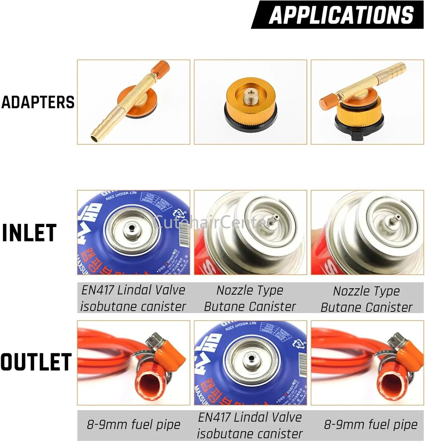 2pcs/set Camping Stove Gas Fuel Canister Adapter Canister Refill Convertor + Nozzle EN417 Lindal Valve 8mm Outlet OD/CB Can BBQ