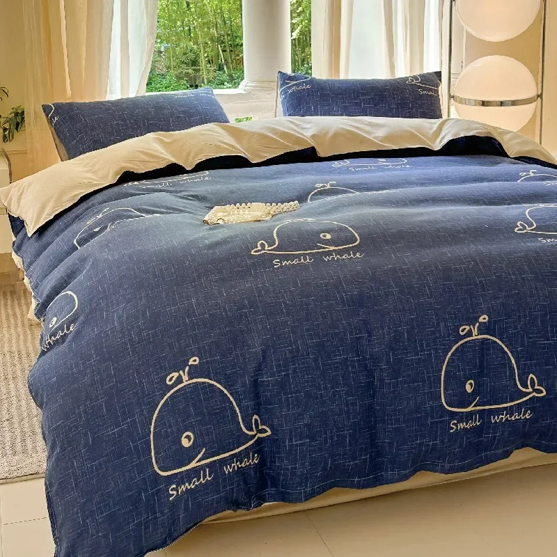 thumbnail image 1 of Venta caliente 2025 Juego de sábanas de cuatro piezas Funda nórdica Otoño e Invierno Funda de lana de una sola pieza Ropa de cama de dibujos animados Textiles para el hogar, 1 of 5