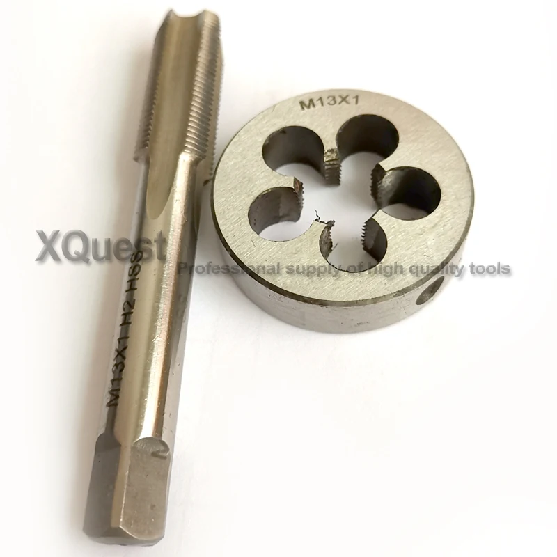 HSS 미터법 왼나사 탭 앤 다이 세트 2 개, M13 M13X1 LH 가는 나사산 플러그 탭 라운드 다이 M13X0.5