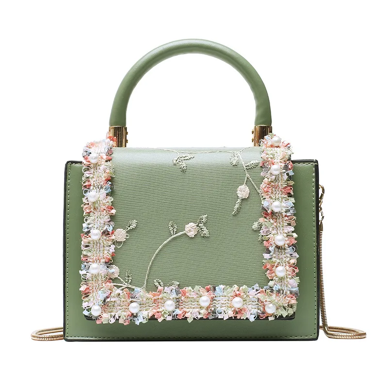 NEW Vintage Flower Lace Handbags Women's Crossbody Bags Fashion Gold Chain Ladies Messenger Bag Evening Clutch Female Purses