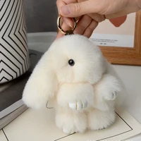 ZAKOL 15cm Fluffy Rabbit Fur Pompon Bunny Keychain Soft Cute Rabbit Toy Key Chain Bag Decoration Accessories Gift for Girls 4