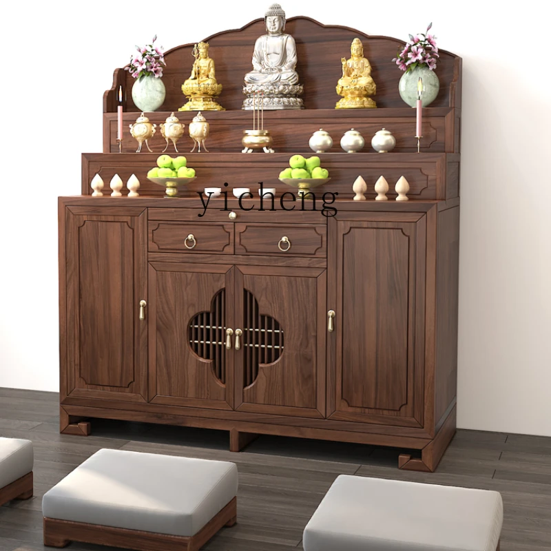 

ZC Solid Wood Tibetan Style Altar Incense Burner Table Buddha Shrine Home Modern Style Buddhist Hall for Ugyen Buddha Table