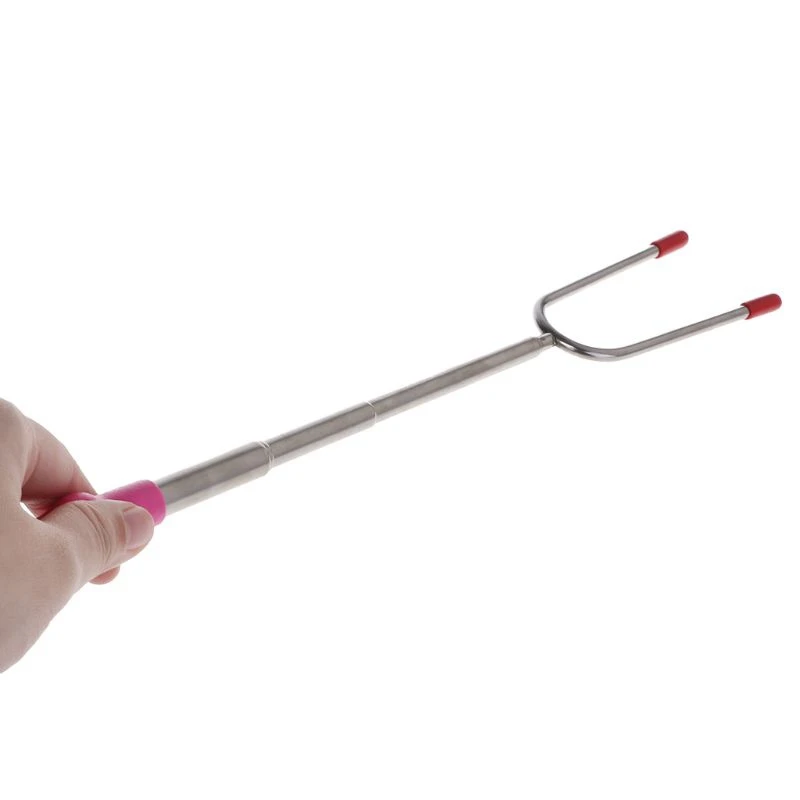 Barbecue Skewers Stainless Steel Telescoping BBQ Fork Roasting Sticks Marshmallow Hot Dog Skewers
