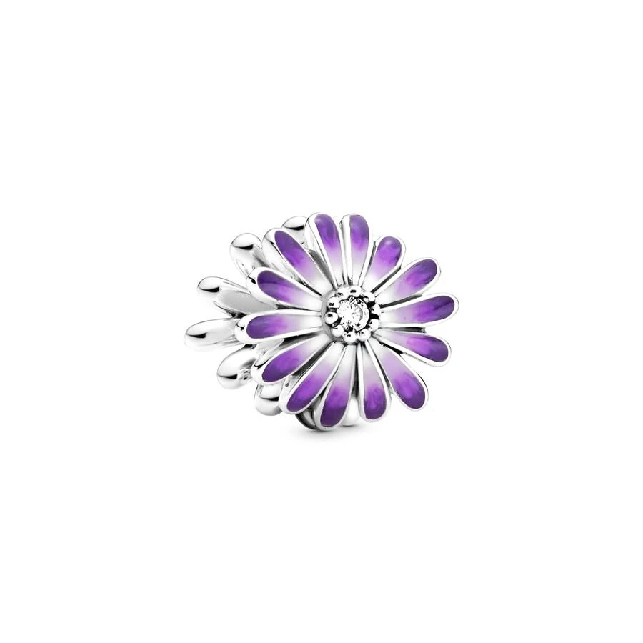 Openwork Pink Purple Golden Blue Daisy Flower Charm Bead Fit Original European Silver 925 Bracelet Necklace DIY Women  Jewelry 5