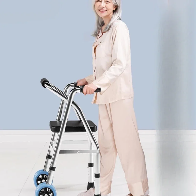 Walking Aid for The Elderly, Rehabilitation Assistance Cart, Anti-fall Hand-push Walker, Can Sit on The Armrest Frame Crutches 5