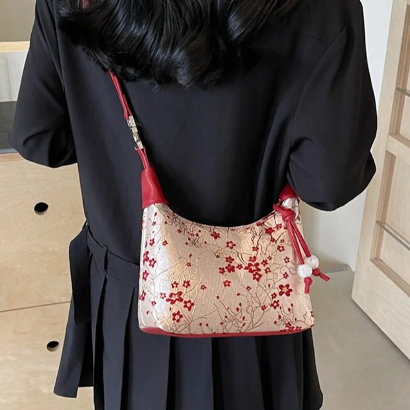 Elegant Embroidered Chinese Style Handbag Purses Canvas Hanfu Cheongsam Handbag Zipper Crossbody Bag Ladies Gifts