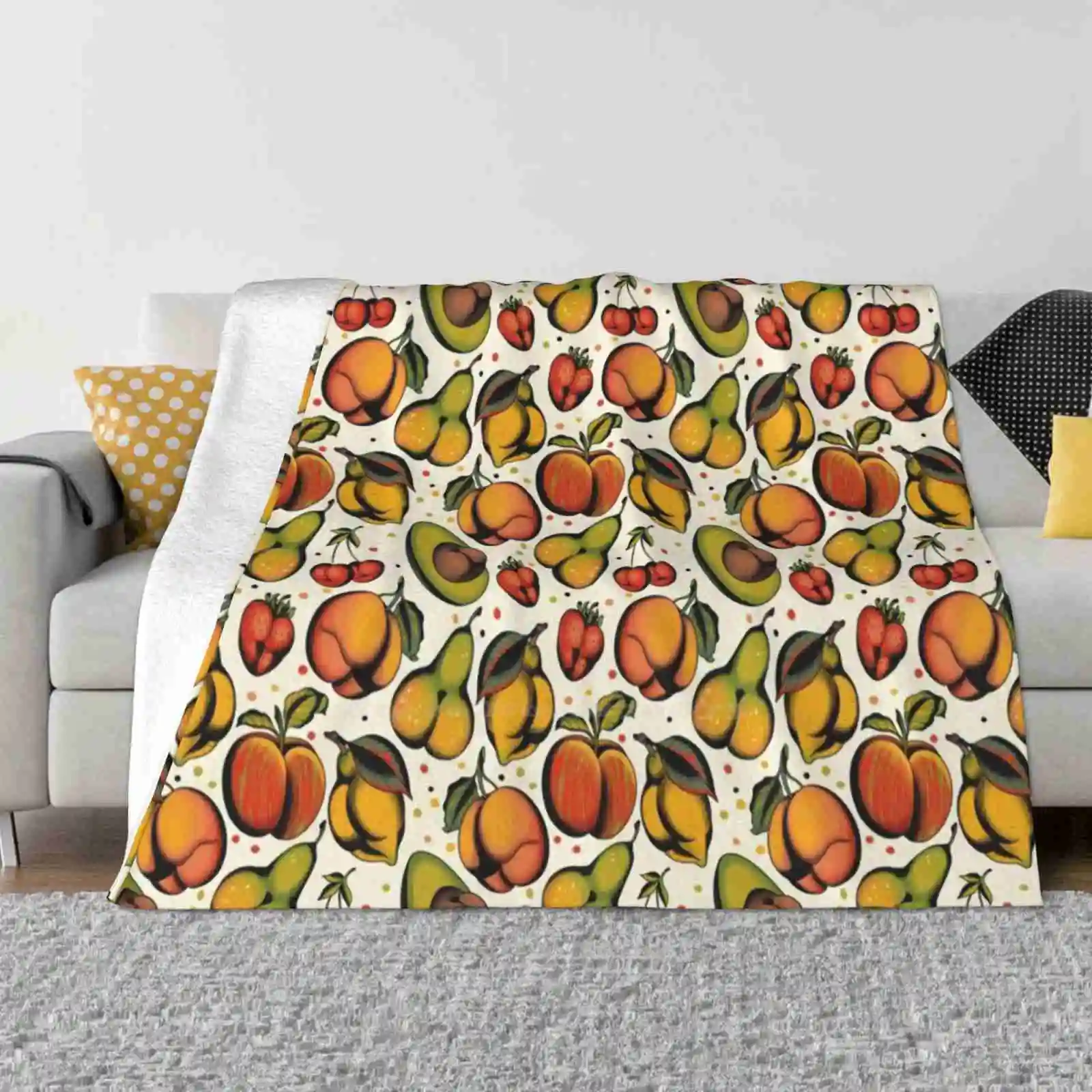 Tutti Frutti , Sexy Fruits Tattoo Flash Divano Letto Confortevole Di Alta Qualità Coperta Morbida Frutta Sexy Summer Butt Bootylicious