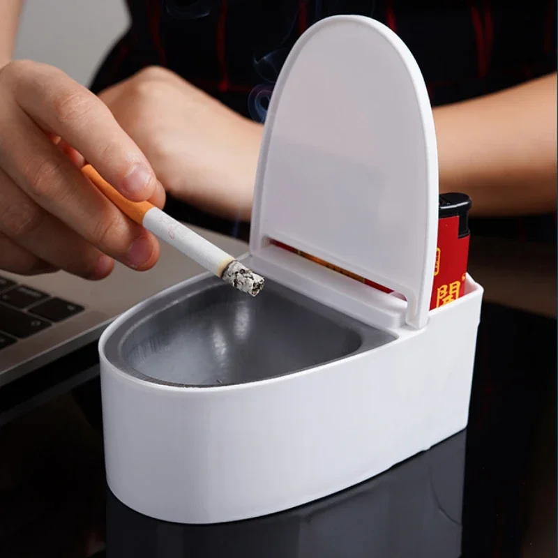 Creative Toilet Ashtray Home Bathroom Storage Cigarette Case With Lid Wall-mounted Plastic Ashtray Suitable For Home Office Use