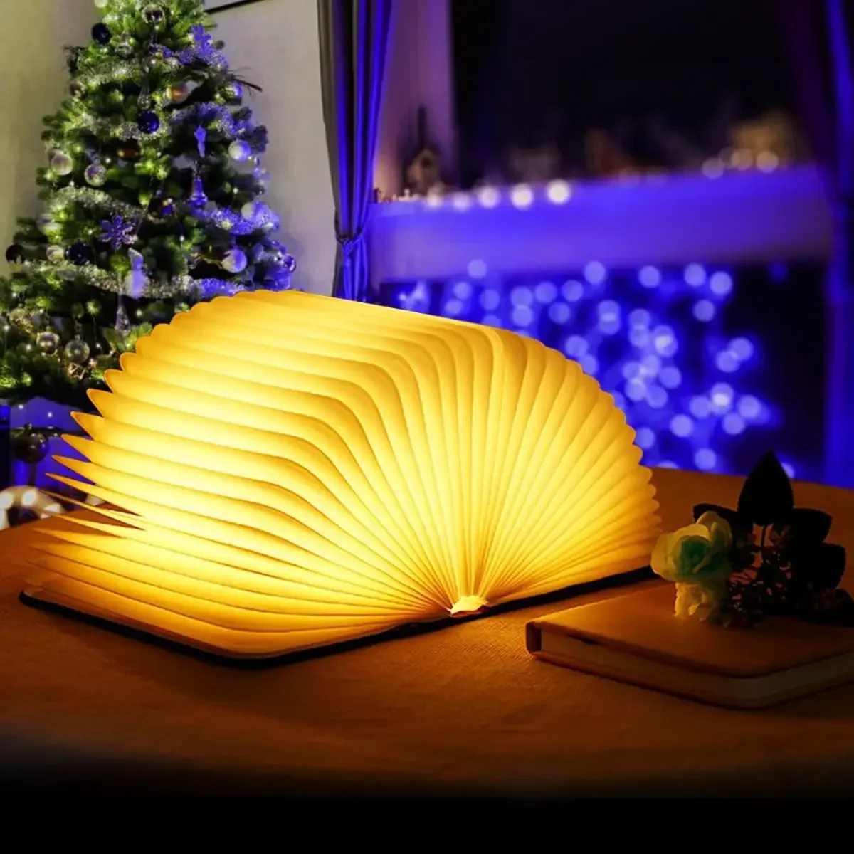3D Folding Book Light LED Night Light 3-Color USB Charging Portable Wooden Magnetic Table Lamp Decoration Christmas Holiday Gift led light night light led desk lamp book light mini led light